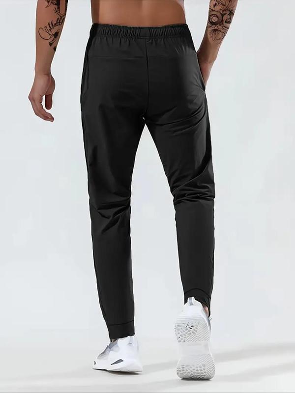 Men's Solid Drawstring Waist Pocket Jogger Pants, Regular Fit Casual Comfy Breathable Quick-drying Trousers for Summer, Men's Bottoms for Daily Wear