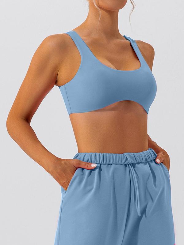 Women's Solid Wireless Sports Bra, Sporty Breathable Comfortable Bra, Ladies Sportswear for Indoor Outdoor Wear,  Gym Wear