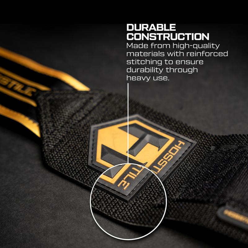 HOSSTILE Heavy-Duty Wrist Wraps - 18-Inch Adjustable with Thumb Loop & Reinforced Stitching (1 Pair)