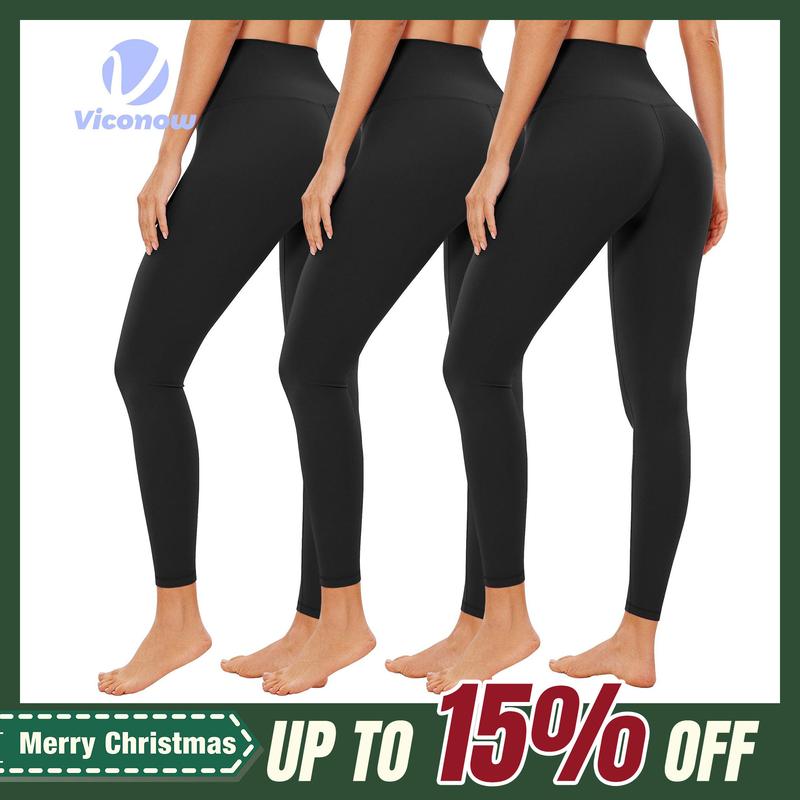 Viconow Black High Waisted Leggings for Women - Buttery Soft Workout Yoga Athletic Leggings Breathable Comfortable