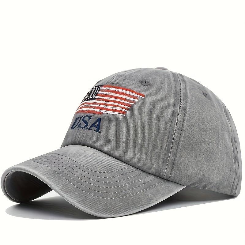 2 Pack Vintage Style Denim Baseball Cap with American Flag Embroidery Adjustable Patriotic American Hat for Men and Women