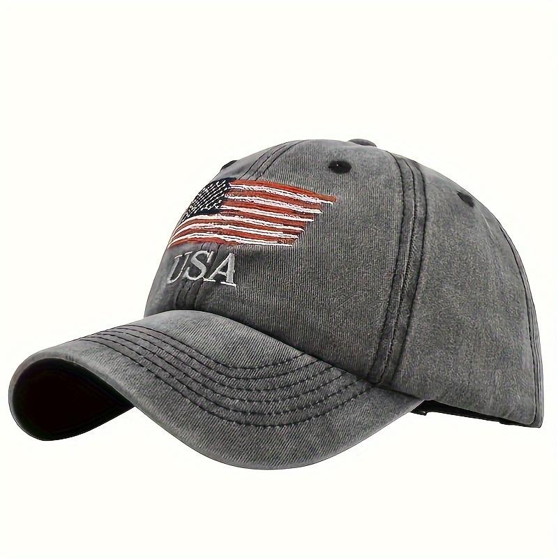 2 Pack Vintage Style Denim Baseball Cap with American Flag Embroidery Adjustable Patriotic American Hat for Men and Women