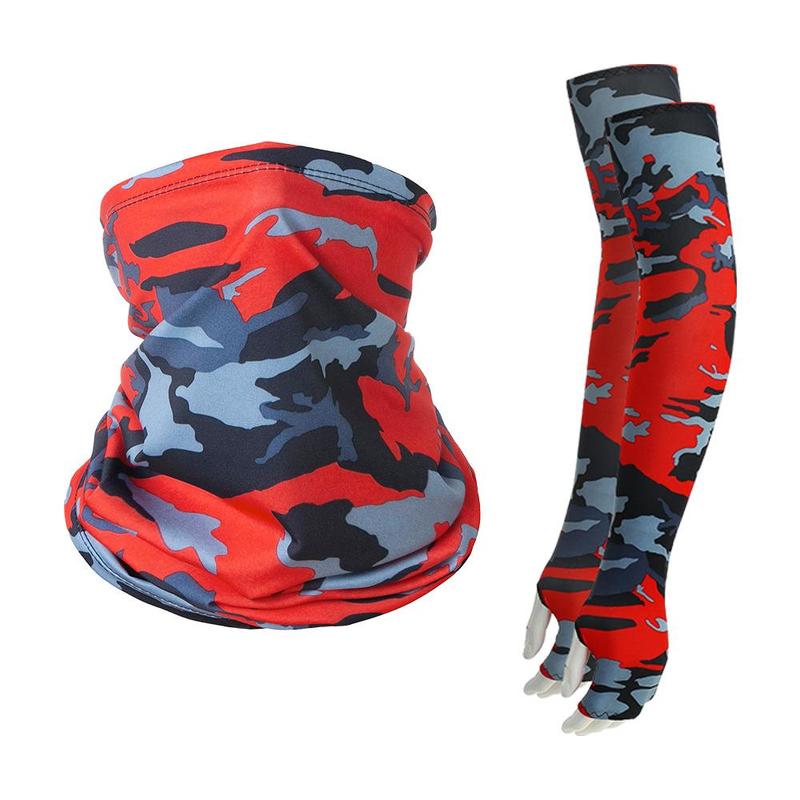 Unisex Sun Protection Set, 1 Set Ramadan Camouflage Face Mask & Arm Sleeves, Ski Masks & Arm Protector for Cycling, Fishing, and Outdoor Activities, Outdoor Cycling Sports Protection, Gym Accessories