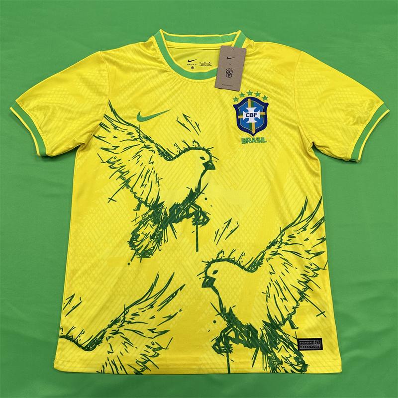 Nike 2223 Team Brazil Godbird Special Edition Five Stars  black Short Sleeve Top Neymar Jr. away Soccer Jerseys Quick Dry Vintage