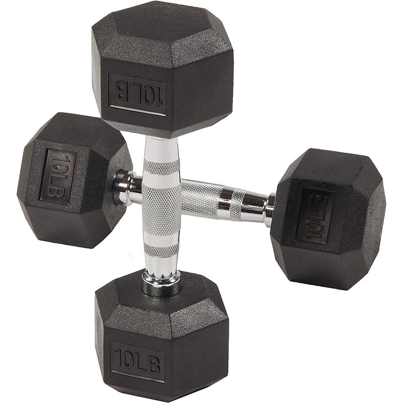 Balancefrom Rubber Encased Hex Dumbbell in Pairs, Singles or Set BalanceFrom