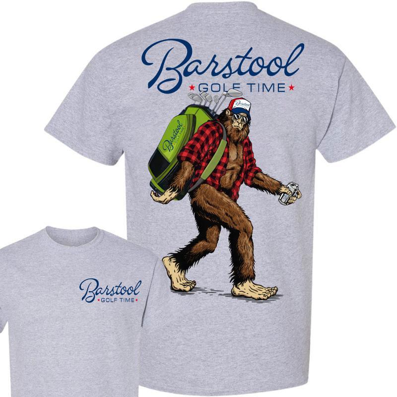 Bigfoot Barstool Golf 2 Side Unisex Shirt - Men's Cotton Tee for Outdoors Sports - T-Shirt, Fabric