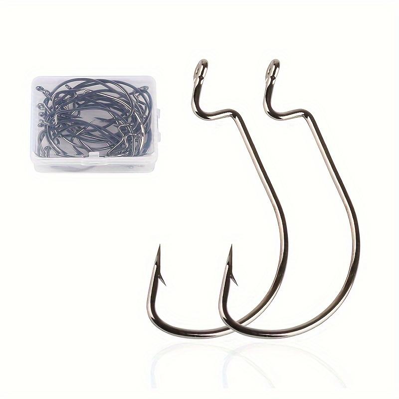 2X Senko Texas Fishing Hooks, 25pcs Worm Hooks Set, Saltwater Freshwater Trout Bass Hook Crank Hook Tackle Kit, Sizes 8#-5 0