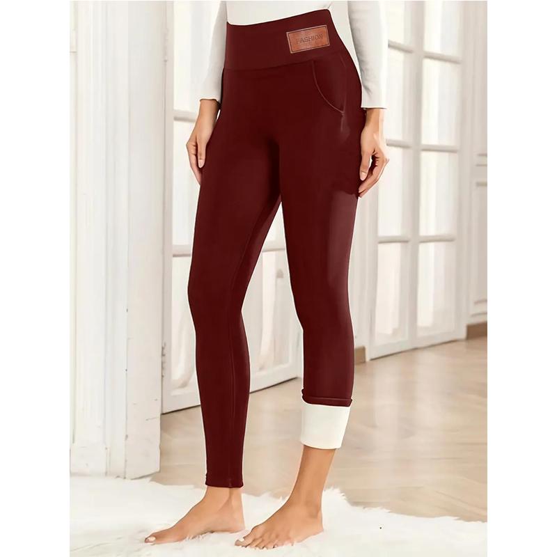 4 Pcs Women's Solid Color High Waist Thermal Lined Sports Tummy Control Leggings, Gym Clothing, Fall Clothes, Warm Wide Waistband Skinny Pants for Winter, Ladies Sportswear Clothing for Indoor Outdoor Wear, Leggings for Women, Fall Outfits 2024