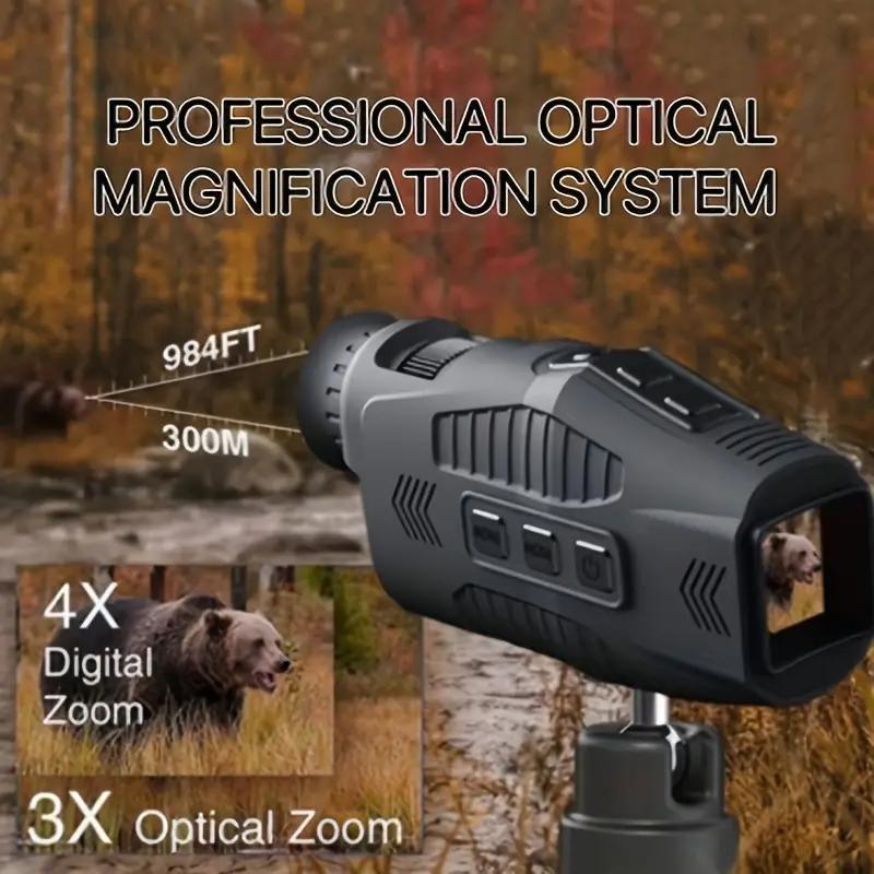 Night Vision Monocular, Rechargeable Monocular with Digital Zoom, Wildlife Observation Outdoor Exploration Monocular for Hunting & Camping