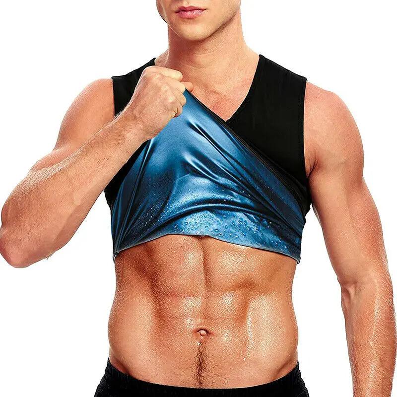 Men's Sauna Shapewear Waist Trainer Heat Trapping Vest Pullover Sleeveless Sauna Shirts Workout Tank Top for Men Compression Fitness