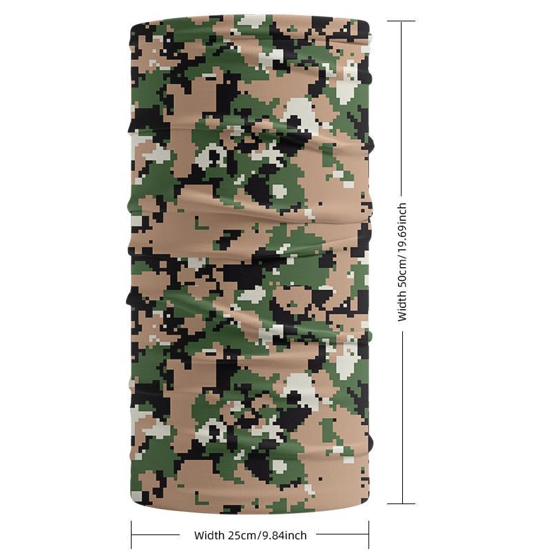 Camo Print Cycling Tube Bandana Mask, 1 Count Versatile Breathable Neck Gaiter, Windproof Tube Headscarf For Men & Women