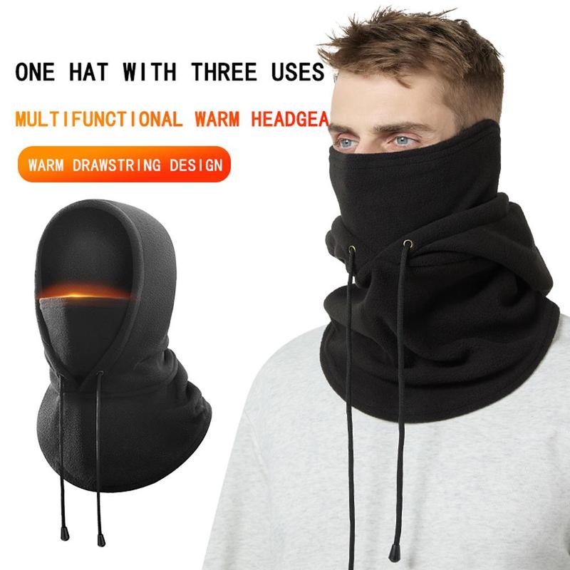 Winter Warm Neck Warmers, Outdoor Cold-proof Head Mask, Fleece Multi-function Drawstring Sweater-style Headgear, Full Face Windproof Integrated Neck Warmers for Cycling Motorcycle