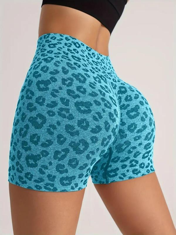 Women's Leopard Print High Waist Summer Sports Gym Shorts, Casual Comfy Breathable Summer Skinny Shorts for Yoga Gym Workout Running, Back To School Clothes, Gym Clothing, Ladies Sportswear for All Seasons