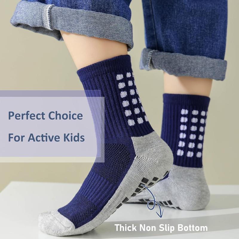 Boys Soccer Socks Athletic Sports Socks Hospital Grip Soccer Socks For Boys Girls 5 Pack 4-14 Years