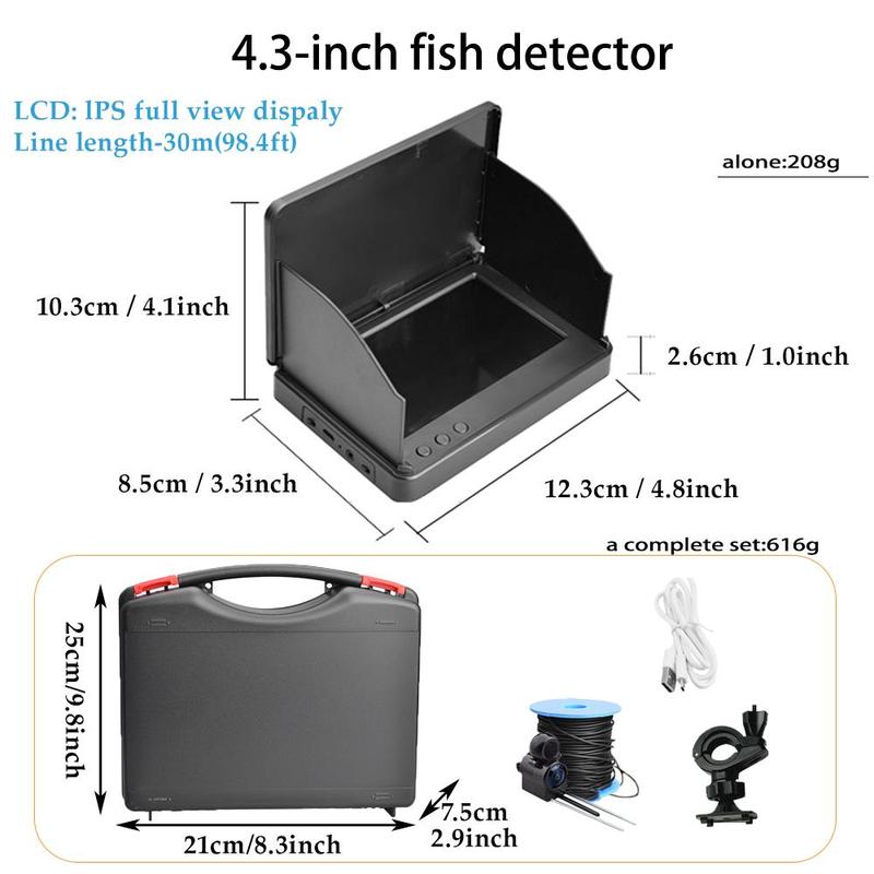 4.3 Inch Fish Finder, 1 Set 1080P Color Monitor & 20M 15M 30M Length, Underwater Fishing Camera, Ice Sea River Fishing Accessories