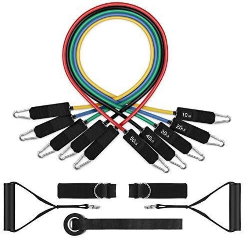 11 PCS Resistance Band Set Yoga Pilates Abs Exercise Fitness Tube Workout Bands