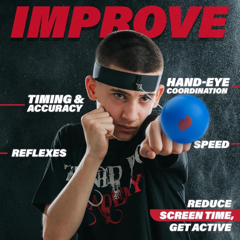 Boxing Reflex Balls for Kids with App Boxing Ball with Varying Sizes, Adjustable Headband and 3 Spare Strings to Improve Speed and Hand-Eye Coordination for Men, Boys and Teens - Boxing Equipment