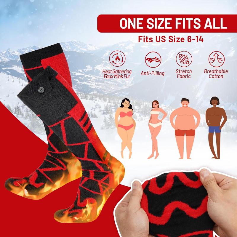 8000mAh Heated Socks (2 Pairs): 14-Hour Battery Life | APP-Controlled Rechargeable Electric Socks - Battery Powered Cold Weather Foot Warmer Socks for Men Women | Outdoor Hunting Skiing Camping