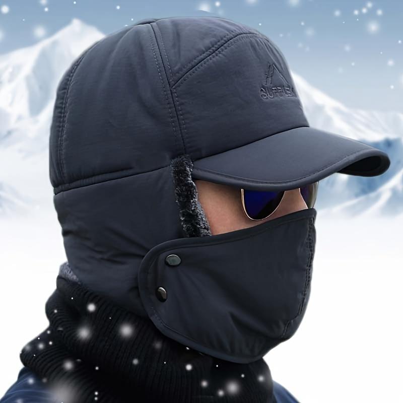 Winter Warm Hat, Thicken Faux Fur Outdoor Sports Hat with Removable Face Mask, Outdoor Sports Accessories for Skiing Skating Climbing Cycling, Christmas Gift