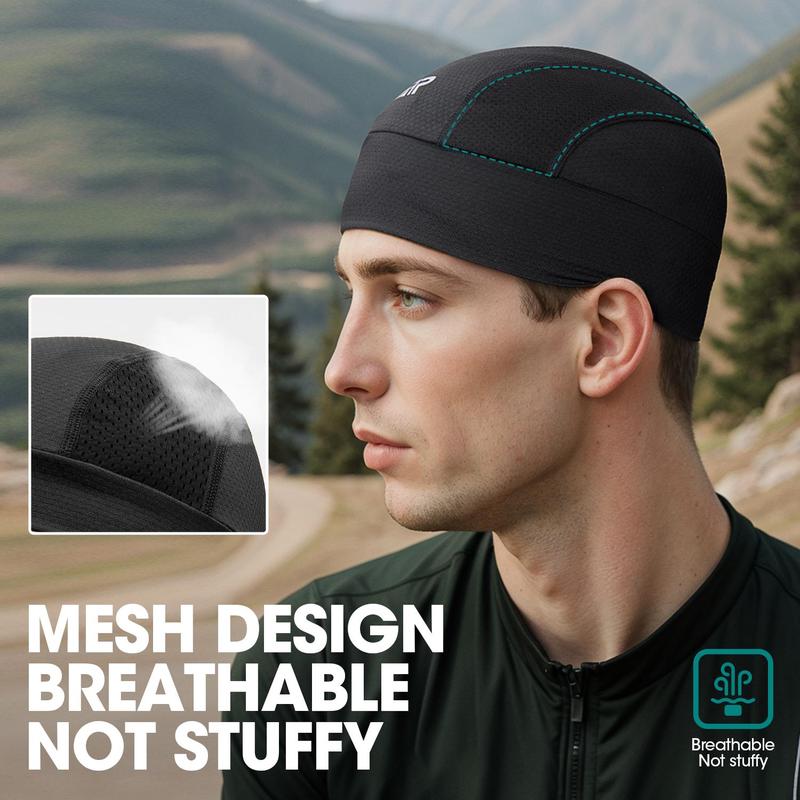 Breathable Cooling Skull Cap Helmet Liner, Sweat Wicking Cycling Running Beanie, Sun Care Motorcycle Hat for Men & Women