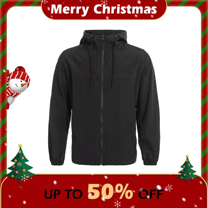 Hiking Windbreaker for men - Sports Jacket with Hood and Pockets