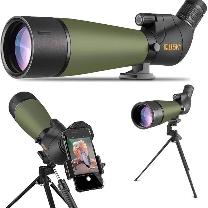 20-60x60 HD Spotting Scope with Tripod, Carrying Bag and Phone Adapter - BAK4 45 Degree Angled Spotter for Bird Watching and Wildlife Scenery