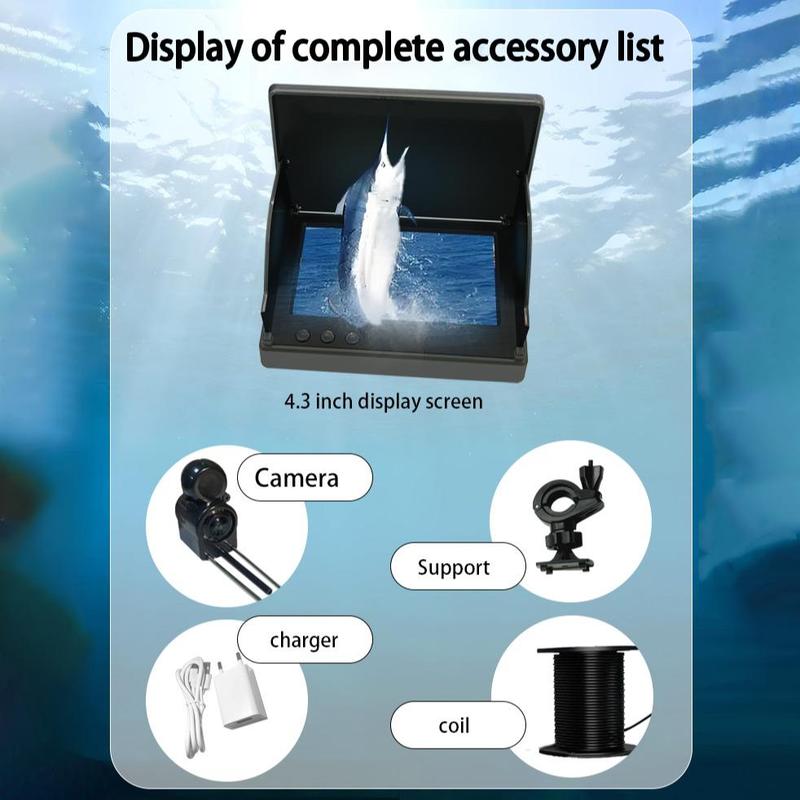 4.3 Inch Fish Finder, 1 Set 1080P Color Monitor & 20M 15M 30M Length, Underwater Fishing Camera, Ice Sea River Fishing Accessories