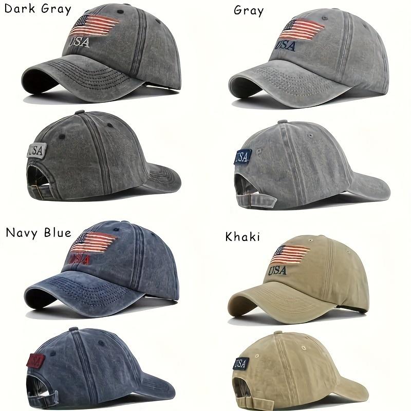 2 Pack Vintage Style Denim Baseball Cap with American Flag Embroidery Adjustable Patriotic American Hat for Men and Women