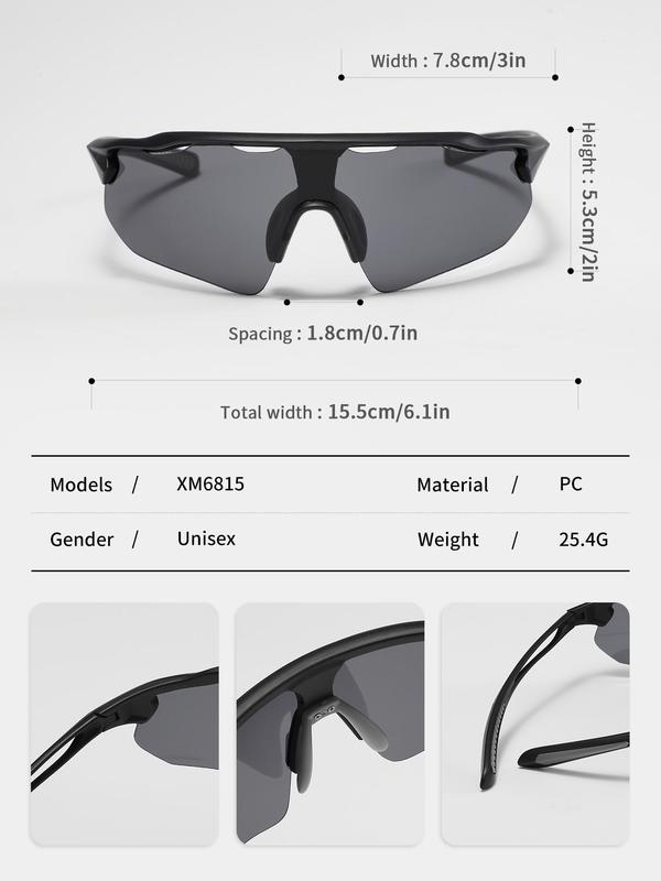 Unisex Simple Style Plain Sports Sunglasses, Windproof Anti-sand Sports Sunglasses, Non-slip Sports Eyewear for Outdoor Cycling Driving Fishing