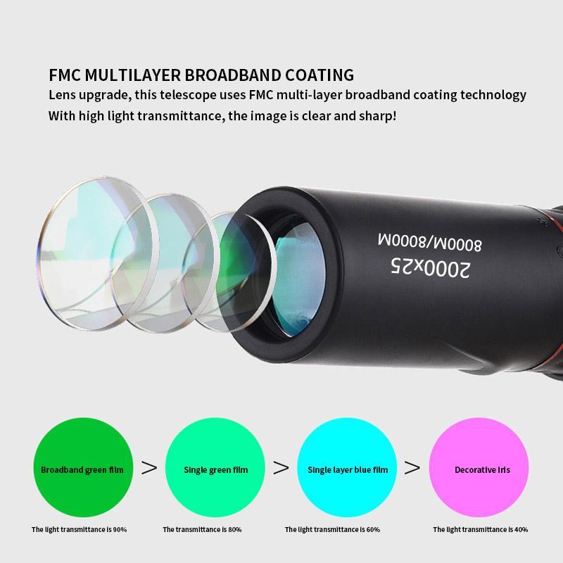 2000*25 Monocular, High Power Monocular, Night Vision Monocular for Smartphone, Monocular for Hunting Wildlife Bird Watching Travel Camping Hiking