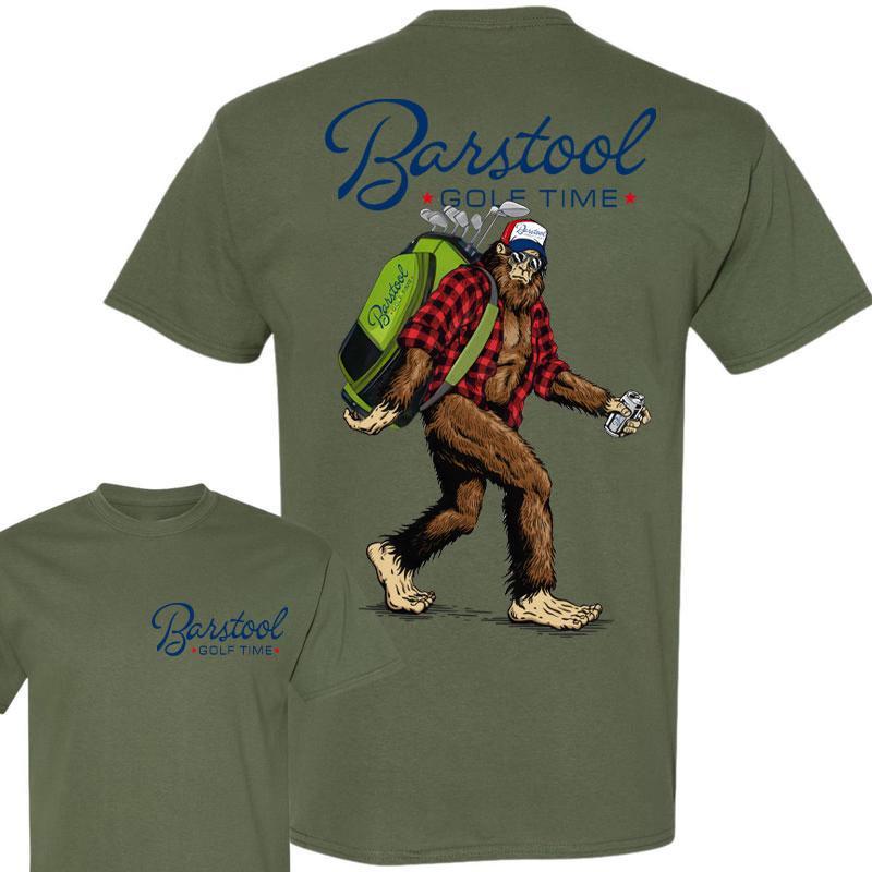 Bigfoot Barstool Golf 2 Side Unisex Shirt - Men's Cotton Tee for Outdoors Sports - T-Shirt, Fabric