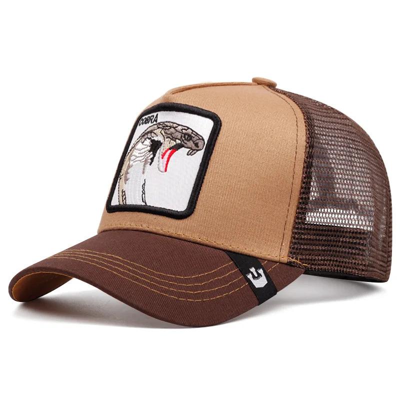 Animal embroidered baseball cap Cartoon Sunblock mesh embroidered trucker hat Outdoor sports fishing shade hat