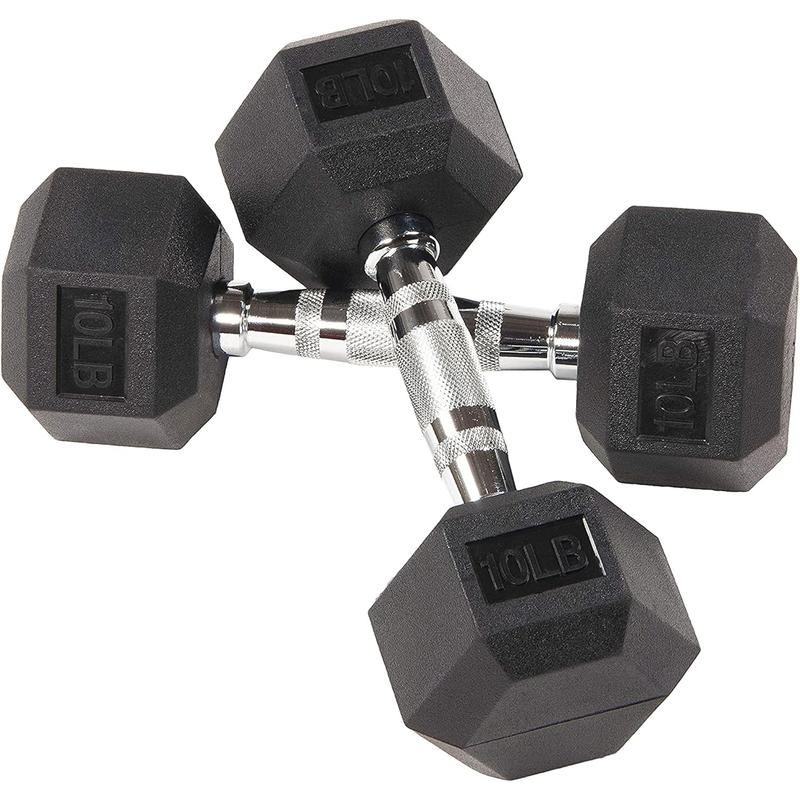 Balancefrom Rubber Encased Hex Dumbbell in Pairs, Singles or Set BalanceFrom