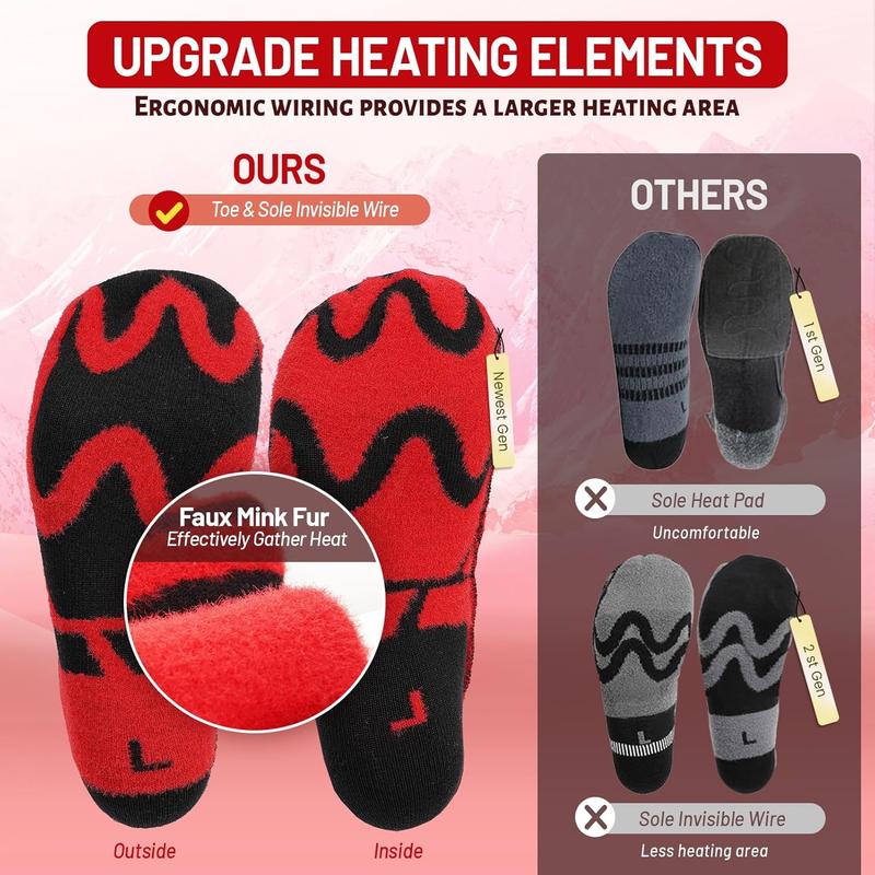 8000mAh Heated Socks (2 Pairs): 14-Hour Battery Life | APP-Controlled Rechargeable Electric Socks - Battery Powered Cold Weather Foot Warmer Socks for Men Women | Outdoor Hunting Skiing Camping