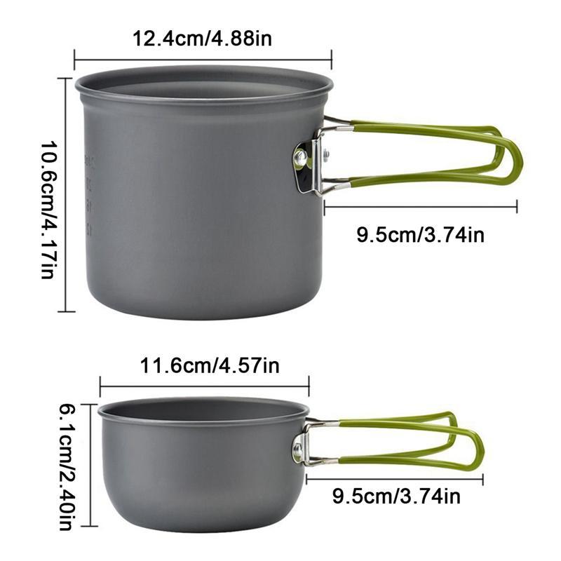 Portable Camping Pot Kit, 1 Set Outdoor Camping Kitchenware With Spoon & Fork & Cutlery & Storage Bag, Camping Kitchenware For 1-2 People