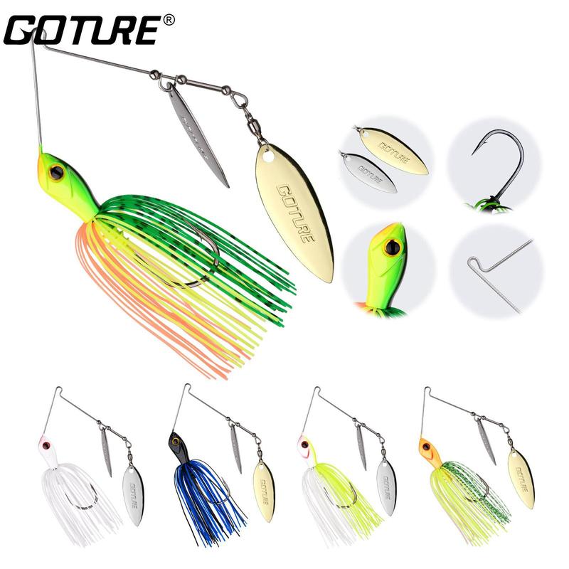 Bass Fishing Lure, 5 Counts Spinner Baits Kit, Hard Soft Buzzbait Lures Spinner Lures, Topwater Fishing Lure Saltwater Freshwater for Bass