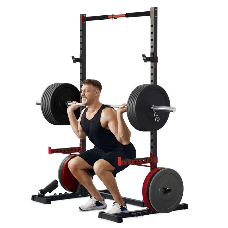 FLYBIRD Squat Stand with Pull-Up Bar, Multi-Functional Power Rack, Inner Width Adjustable Squat Rack Suitable for 6FT,7FT Barbell for Home Gym Equipment