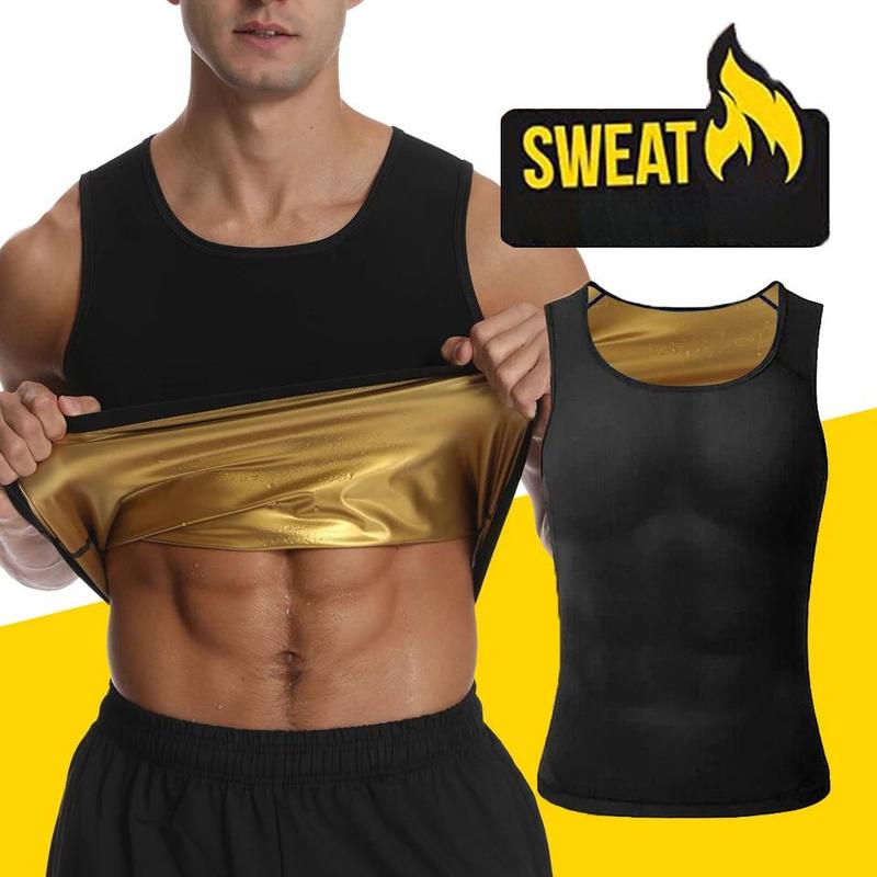 Men's Sauna Shapewear Waist Trainer Heat Trapping Vest Pullover Sleeveless Sauna Shirts Workout Tank Top for Men Compression Fitness