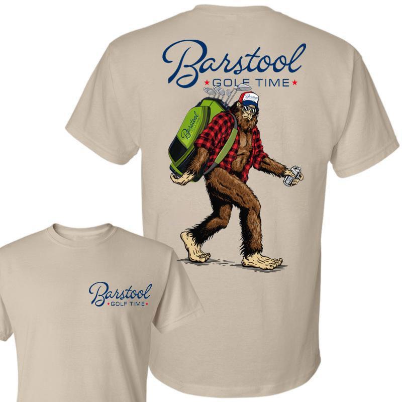 Bigfoot Barstool Golf 2 Side Unisex Shirt - Men's Cotton Tee for Outdoors Sports - T-Shirt, Fabric