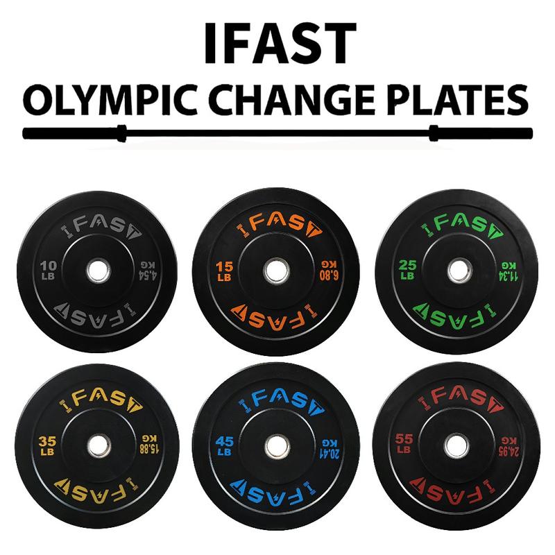 IFAST Olympic Bumper Plate High Bounce Weight Plates with 2-Inch Steel Insert Weightlifting home gym strength training weight training