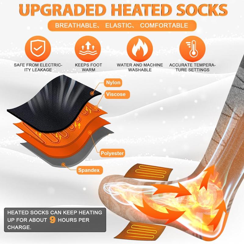 Heated Socks for Men Women, 5000mAh x2 APP Control Battery Washable Heating Socks Foot Warmers for Skiing Hiking Camping Biking Hunting Outdoor Work