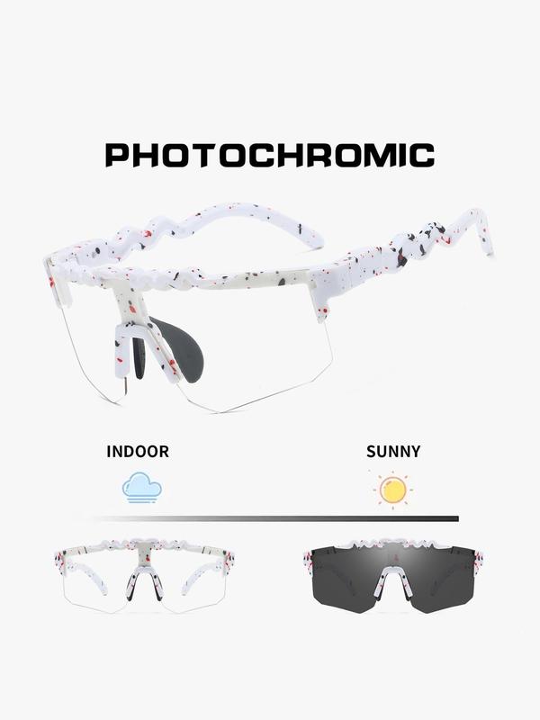 Unisex Photochromic Sunglasses, Trendy Casual Bike Sun Goggles, Fashionable Sports Baseball Softball Runing Hiking Cycling Glasses for Men & Women