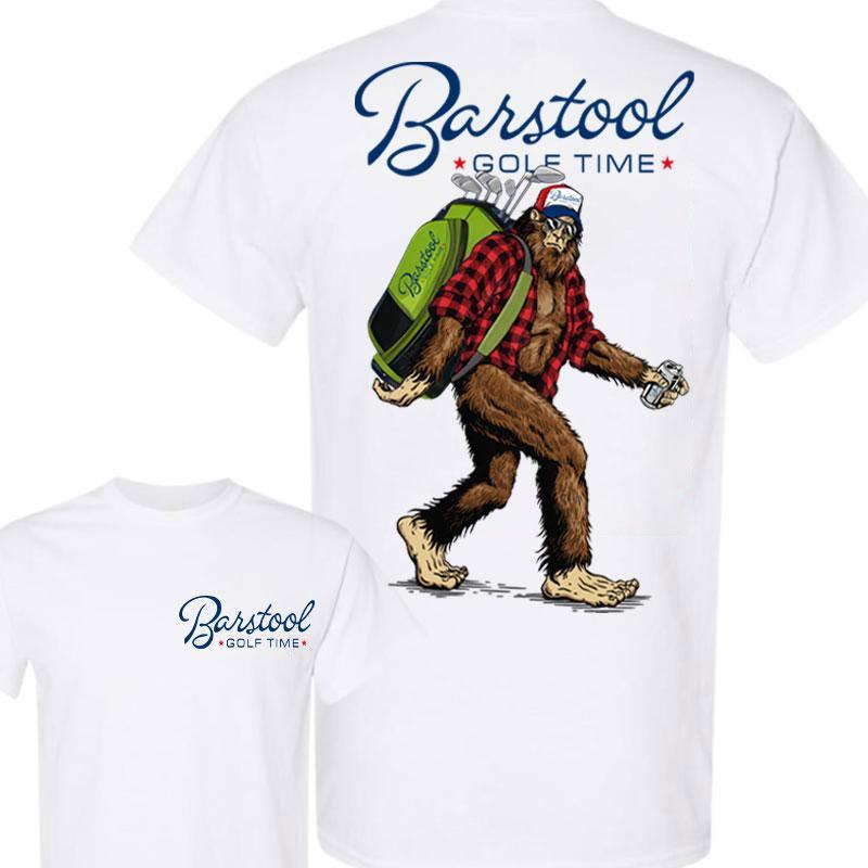 Bigfoot Barstool Golf 2 Side Unisex Shirt - Men's Cotton Tee for Outdoors Sports - T-Shirt, Fabric