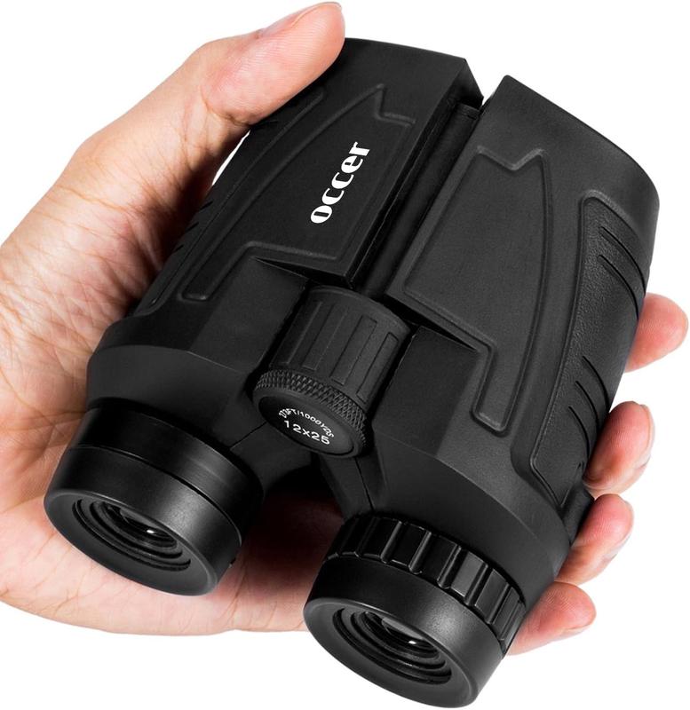 occer 12x25 Compact Binoculars for Adults and Kids - Large Eyepiece Binoculars for Bird Watching - High Powered Easy Focus Binoculars with Low Light Vision for Outdoor Hunting Travel