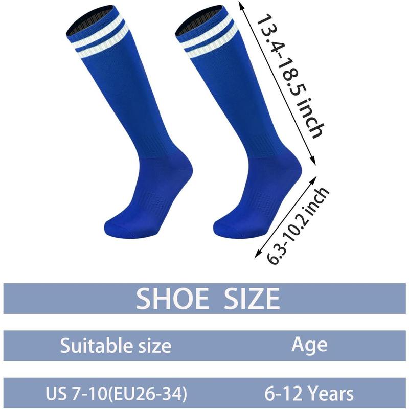 Ultrafun 6 Pairs Kids Youth Soccer Socks Solid Striped Knee High Tube Football Sports Socks for Boys Girls 6-12 Years Old