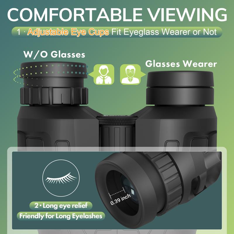 occer 12x25 Compact Binoculars for Adults and Kids - Large Eyepiece Binoculars for Bird Watching - High Powered Easy Focus Binoculars with Low Light Vision for Outdoor Hunting Travel