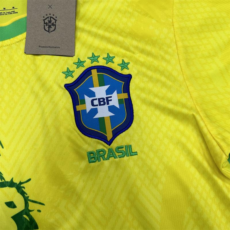 Nike 2223 Team Brazil Godbird Special Edition Five Stars  black Short Sleeve Top Neymar Jr. away Soccer Jerseys Quick Dry Vintage