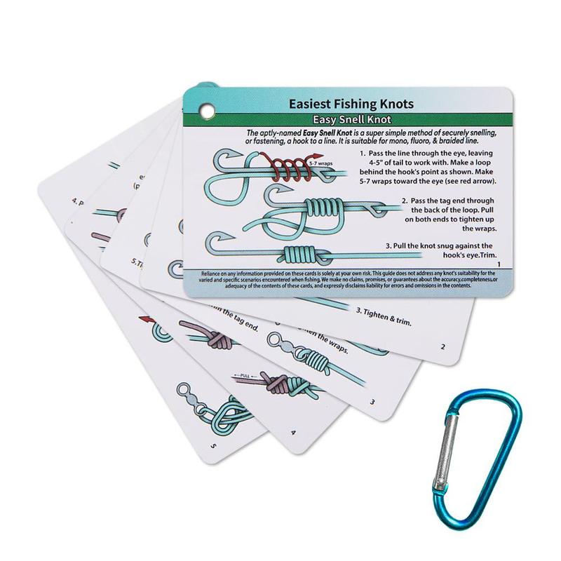 Fishing Knots Guide with Mini Carabiner, 1 Set 12 Simple Fishing Knots Waterproof Guide , Professional Fishing Supplies, Perfect for Beginners