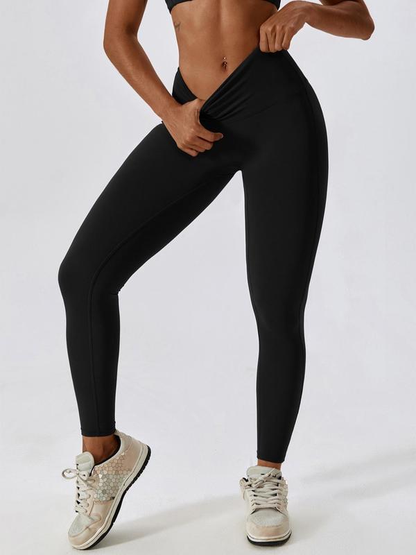 Women's Solid High Waist Sports Tummy Control Leggings, Leggings for Women, Casual Breathable Yoga Pants, Women Workout Clothes, Gym Clothes Women, Ladies Sportswear for Gym Workout Running, Fall Outfits 2024