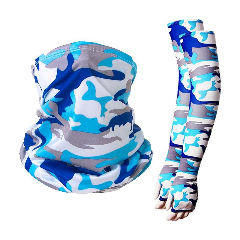 Unisex Sun Protection Set, 1 Set Ramadan Camouflage Face Mask & Arm Sleeves, Ski Masks & Arm Protector for Cycling, Fishing, and Outdoor Activities, Outdoor Cycling Sports Protection, Gym Accessories